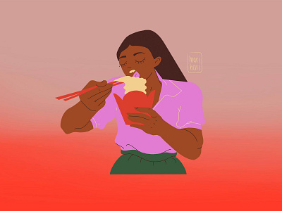 Chinese noodles chinese noodles gradient illustration pink