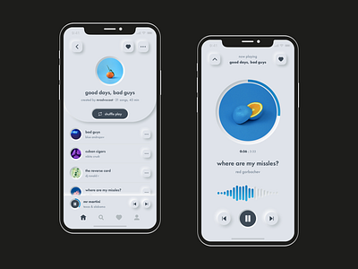 The Music Player app application clean clear concept daily daily ui design minimal mobile mobile app music music app neomorphism neumorph neumorphic neumorphic design neumorphism ui ui design