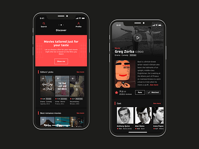 The Movie App app application clean clear concept daily ui dailyui dark design flat interface iphone minimal mobile mobile app modern movie movie app ui ui ux