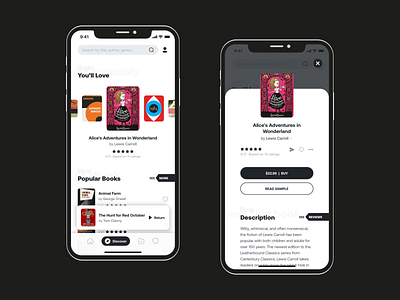 The Bookstore App app application book bookstore clean clear concept daily ui dailyui design flat minimal mobile mobile app mobile ui mockup modern ui ui design ux