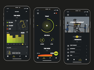 The Sport App app application clean clear concept daily ui dailyui dark dark app dark ui design flat interface minimal mobile mobile app mobile ui modern sport ui