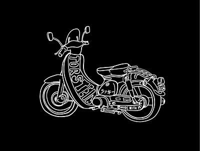 streetcub artline cub doodle drawing illustration japanese motor motorbike motorcycle motorcycle art motorcycle logo typography
