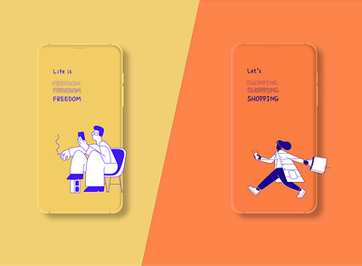 freedom and shopping app design flat illustration minimal typography ui ux
