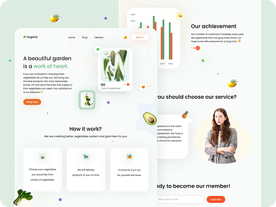 Organic Shop design fruit landingpage minimal organic ui ux vegetables web