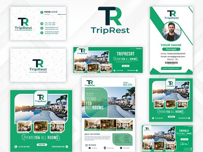 'TripRest'- A luxurious five star hotel. brand brand design branddesign branding cover design design full branding graphic design hotel logo logo