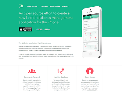Diabetik Website 3.0 app avenir diabetes diabetik green icons iphone light red simple website white
