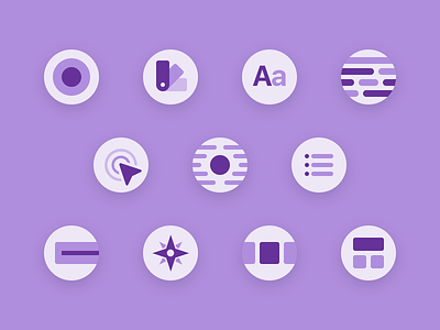 Pattern Library - Iconography glyph icon icons illustrations patterns purple simple small style guide web
