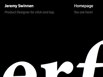 Homepage big type black grey minimal retina simple site strong website white