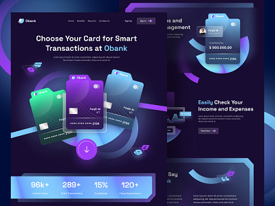 Obank - Website Design bangking website bank web cardweb darkmode financeweb landingpage ui uidesign uiux webdesign