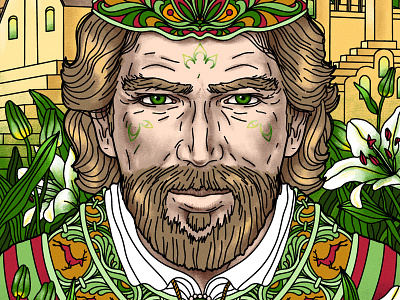 King of coins Tarot Card character design digital art digital illustration digitalart drawing garden illustration king man procreateapp tarot
