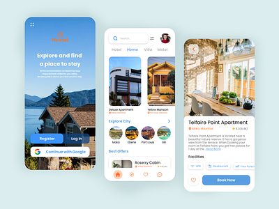 Conceptual Design for Accommodation App accommodation bnb home hotel login mobile ui ux