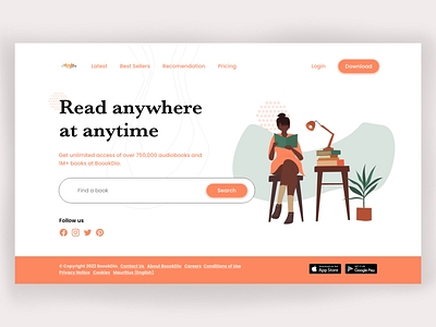 Book App landing page | Daily UI Challenge 003