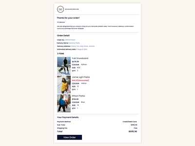 Email Receipt for Sports Shop | Daily UI Challenge 017