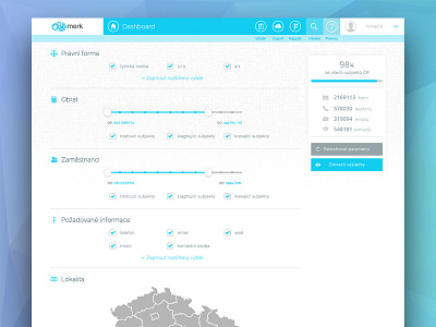 Merk bigdata business czech filter flat interface menu search site ui ux web