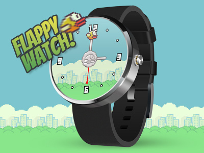 Flappy watch! bird clock concept design face flappy fun interface mockup ui user interface watch
