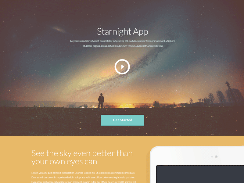 Starnight - Free PSD design flat free psds plugin psds free perspective ui web web design webdesign websites