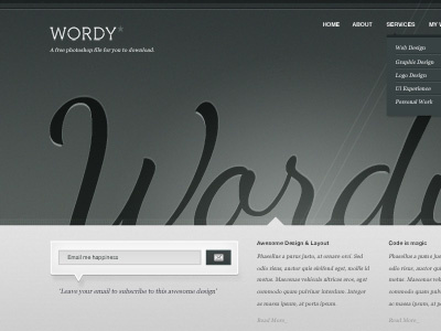 Wordy - A Free website PSD design free modern psd web website