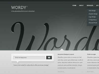 Wordy - A Free website PSD