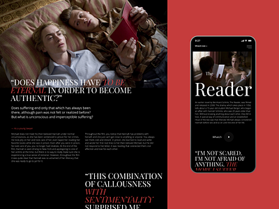 The Reader | Promo website concept design film landing minimal minimalism movie promo reader redesign ui ux web web design webflow website