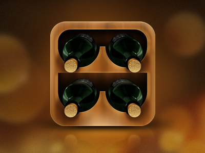 Wine Cellar Management App Icon app app icon bottles ios ipad iphone wine wood