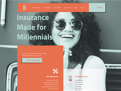 Website Design casual insurance millennials vintage