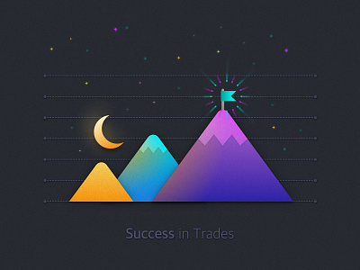 Success in Trades chart dark diagram flag illustration moon mountain night sky star success