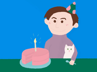 Birthday postcard! birthday birthday cake birthday card birthday party cake cat design digital illustration happy birthday illustration