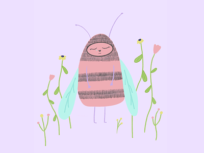 Emo bee 🐝 apis apple pencil art artist bee cute digital digital art digital illustration honeybee illustration insect ipad pro pastel pink pink bee procreate procreateart purple violet
