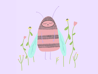Emo bee 🐝 apis apple pencil art artist bee cute digital digital art digital illustration honeybee illustration insect ipad pro pastel pink pink bee procreate procreateart purple violet