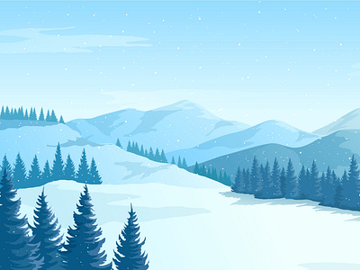 Winter landscape with mountains. 2d adobe illustrator art background flat flat style flatdesign illustartion illustration landscape mountains mountaint panorama vector winter