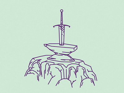 Sword in the Stone art design illustration thicklines vector