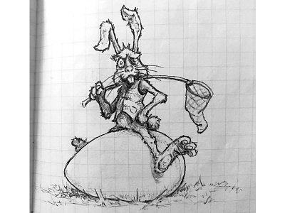 Easter Bunny Egg Hunter drawing easter ink pen