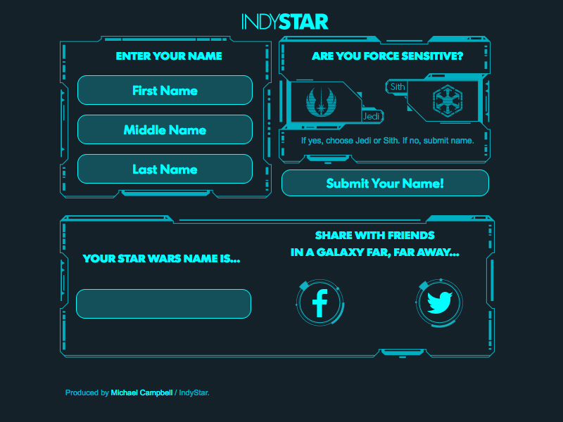 Star Wars Name Generator by Michael Campbell Dribbble 