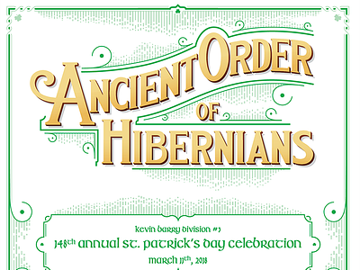 Annual St. Patrick's Day Celebration program over celtic engraving hibernian illustration irish vector