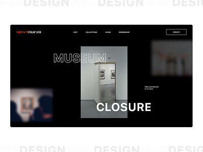 Museum Page UI/UX black black and white brand branding clean collection color design desktop donate flat landing landing page learn minimal museum popular ui ux website