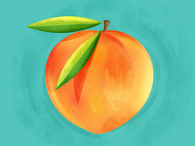 Peach bright colorful fruit green illustrator leaves orange photoshop turquoise