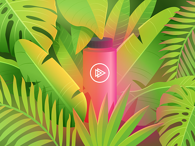 Tropical Meetups colorful glow gradient gradients green illustration illustrator palms pink tropical tropical leaves