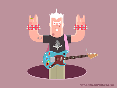 Stock Up cartoon character electric fantasy guitar head idokungfoo modern oxley punk rock simon oxley simonox stocksy