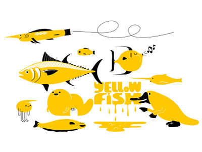 yellow fish for fun animal branding cartoon character colour design dribbble fantasy fish fishing food illustration mascot nutrition ocean platypus sea sealife tuna yellow