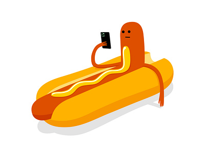 new message bread cartoon character colour design dribbble electronics fantasy fastfood foodie gadget hotdog illustration iphone mascot mobile modern sausage tech