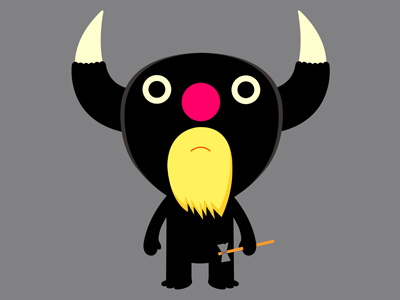 Ancient black cartoon character horned idokungfoo monster red simonox