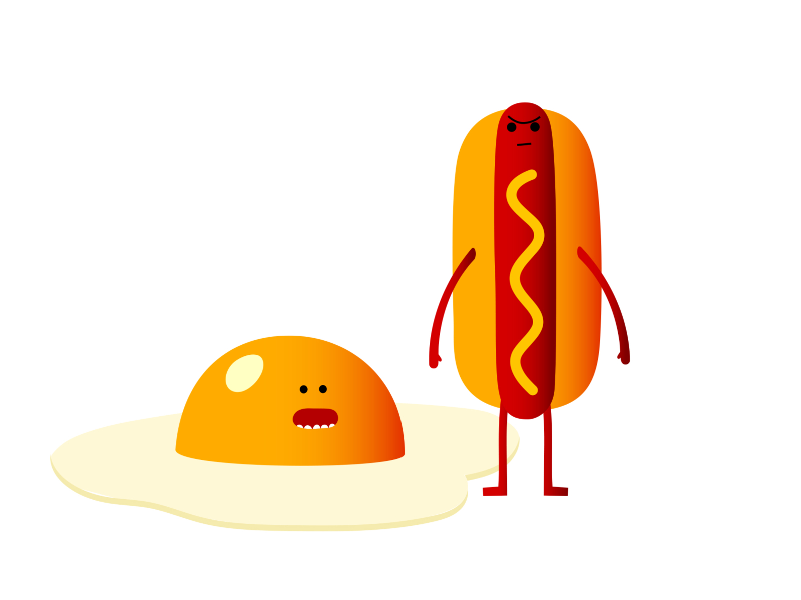 furious fast food health nutrition egg food hotdog colour fantasy dribbble mascot illustration design cartoon character