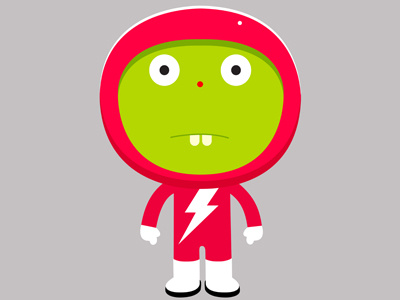 Cosmic Costume cartoon character goofy green happy idokungfoo mascot serious simonox staring