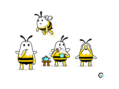 Autify.com Beeta version animal bee beverage branding cartoon character colour design dribbble fantasy flying illustration insect logo mascot tea ui