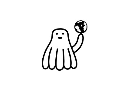 Octopaedal holding the planet earth animal branding cartoon character design dribbble earth globe illustration mascot octopus