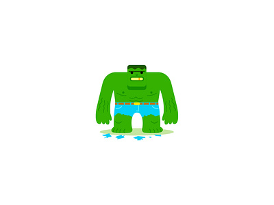 Make it green cartoon character design ecology green hero hulk illustration marvel mascot strong