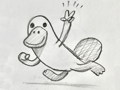 Pencil sketch Pulumipus animal branding cartoon character design dribbble illustration mascot nature pencil platypus river water wildlife