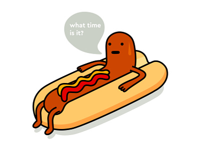 Time branding bread bun cartoon character design dribbble fastfood food health illustration ketchup mascot mustard sausage