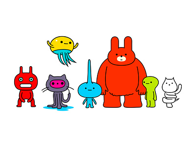 The land of boing animals branding cartoon character colours design dribbble flying github illustration mascot octocat rabbit