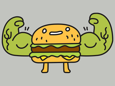 Faster burger cartoon character exercise fast food food hamburger idokungfoo muscle oxley simon oxley simonox